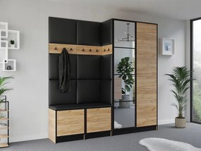 Garderoba EDEN 21  Dąb Craft Złoty + Ekoskóra Czarna