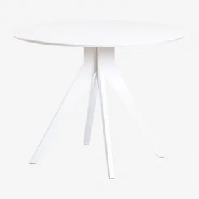 Okrągły Stół Jadalniany Ø100 Cm Z Drewna Sekiz Madera Blanca - Sklum