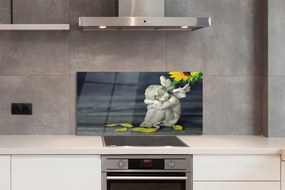Panel Kuchenny Szklany Śpiący Aniołek w Słonecznikach