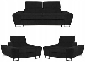 Zestaw mebli wypoczynkowych salon Savio Sofa 2os fotele czarny Family Meble