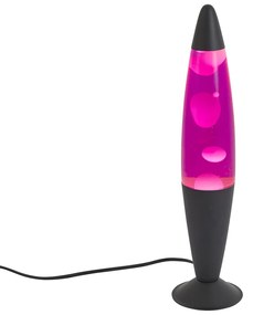Lampa lawa różowa z białym woskiem z diodą LED - Molten Lava Oswietlenie wewnetrzne
