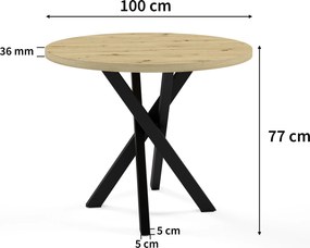 Stół okrągły CARLO 100 cm do Salonu Jadalni Dąb Craft