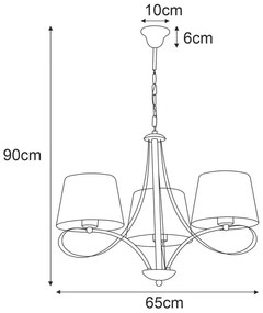 Klasyczna lampa wisząca z 3 abażurami retro - A740-Evia