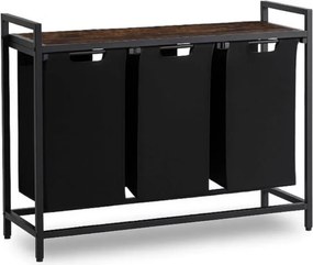 Kosz na Pranie FINN 120L z Półką Dąb Rustykalny/Czarny Nowoczesny Loft