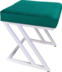 Pufa ZETA tkanina Welur loft ławka podnóżek metal : Kolor Stelaża - Biały, Kolor tkaniny - VELVET - MG20, Typ tkaniny - Velvet
