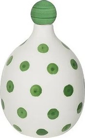 Lido - Ceramiczna butelka w groszki w kolorze szafranowo-zielonym