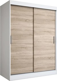 Szafa przesuwna 150 cm biała + dąb sonoma T6-K77