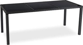 Zestaw Mebli Ogrodowych POMONA Czarny/Beżowy 8 Krzeseł Stół Tarasowy Technorattan Nowoczesny