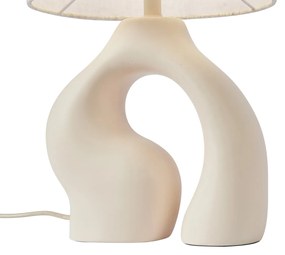 Lampa stołowa Japandi beżowa z lnianym abażurem - DahliaJapandi Oswietlenie wewnetrzne