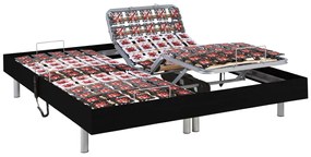 Stelaż relaksacyjny 2x91 płytek wykończenie drewniane kolor czarny marki DREAMEA - 2 x 70 x 190 cm - silniki OKIN