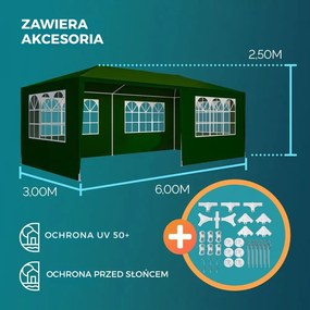 Namiot imprezowy NEAPOL, 3x6m, zielona Jurhan