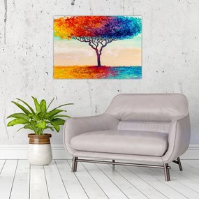 Obraz na szkle malowanego drzewa (70x50 cm)