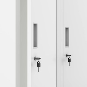 Szafka pracownicza metalowa socjalna czterokomorowa biała: KACPER II, 600 x 1800 x 500 mm