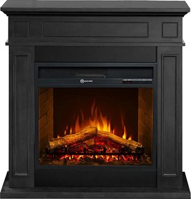 Kominek elektryczny JEFFERSON stojący z czarnego drewna dł. 89,5 x wys. 90,5 x gł. 28 cm