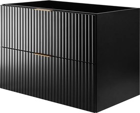 Szafka pod umywalkę, Czarny, 80 x 57 x 46 cm, uchwyt złoty, bez blatu