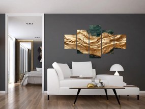 Obraz - Zielona abstrakcja ze złotem II. (125x70 cm)