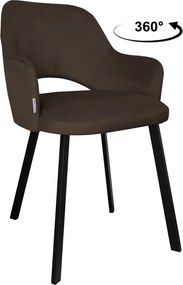 Krzesło Milano tkanina Welur noga metalowa : Kolor nogi - Czarna profil, Kolor tkaniny - VELVET - MG05, Typ siedziska - Siedzisko obrotowe 360°