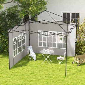 Outsunny Zestaw 2 Ścian Bocznych do Pawilonu 3x3 3x6 Wodoodporne Ściany z Oknami, Białe | Aosom PL