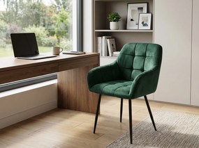 Ciemnozielone krzesło do jadalni MARLEN VELVET z czarnymi nogami