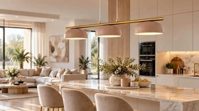 Olaf 3 Złoto Beżowa – podłużna lampa wisząca nad wyspę kuchenną