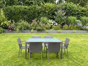 Komplet mebli obiadowych technorattan (stół 150x90cm + 6 krzeseł) AVVICENTE szary