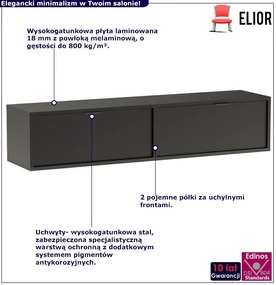 Czarna szafka wisząca pod telewizor P3-E43