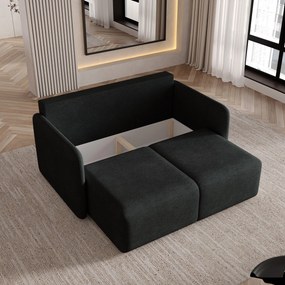 Masseno Sofa SUVI II z funkcją spania i pojemnikiem na pościel, Rozkładana sofa - Czarny, NEVE 100