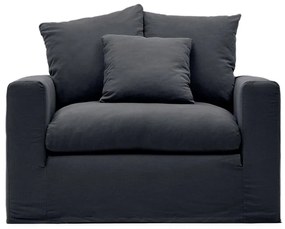 Antracytowy lniany fotel Nora – Kave Home