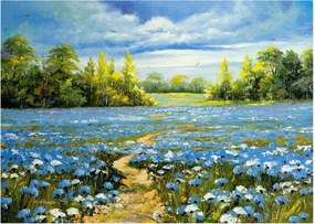 Obraz na szkle - Ścieżka w polu, obraz olejny (70x50 cm)