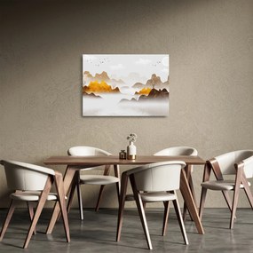 Obraz na szkle - Góry we mgle (70x50 cm)