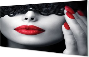 Szklany Panel Kobieta z Czerwonymi Ustami