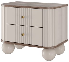 Zestaw szafek nocnych Vesper 56 cm - kaszmir / orzech / złote uchwyty / nogi kule