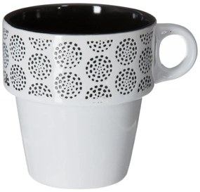 Zestaw 6 filiżanek porcelanowych na stojaku, kubki do kawy, komplet filiżanek, porcelanowe kubki na stojaku