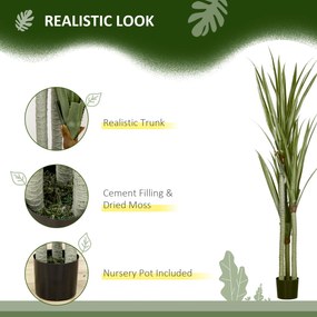 HOMCOM Sztuczna yucca duża 190 cm, roślina sztuczna z plastiku w donicy, 17 x 17 x 190 cm Szmaragdowy | Aosom PL