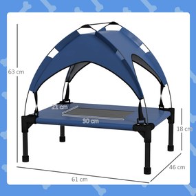 PawHut Legowisko dla Psa z Baldachimem, Zewnętrzne, Przenośne, Wodoodporne, do 30 kg, 61 x 46 x 63 cm, Ciemnoniebieskie