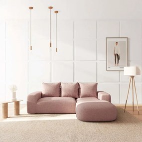 Różowy narożnik z materiału bouclé (prawostronny/z szezlongiem) Monce – Rodier