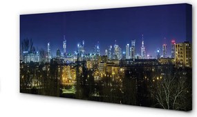 Obraz drukowany na płótnie Nocny Pejzaż Warszawy