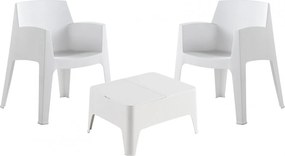 Zestaw Mebli Ogrodowych i Tarasowych Sp Berner Costa z 2 Krzesłami i 1 Niskim Stołem z Białej żywicy