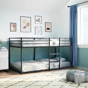 Łóżko czarne piętrowe metalowe 100 x 200 cm S3-E73