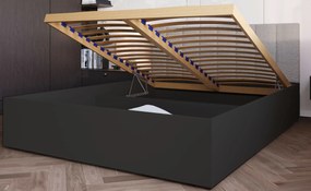 Czarne łóżko z materacem i beżowym zagłówkiem 120x200 P6-E01