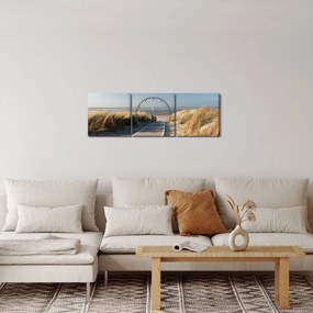 Obraz - Piaszczysta plaża na wyspie Langeoog, Niemcy (z zegarem) (90x30 cm)