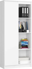 Regał AKORD R80 Biały 80 cm 1 drzwi kolor Biały mat 8 półek 80x35x180 cm