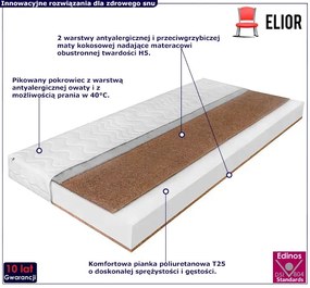 Antybakteryjny materac piankowo-kokosowy 140x200 Z9-T96