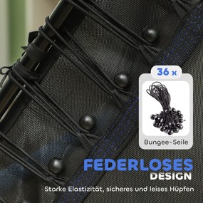 HOMCOM Trampolina dla dzieci, Ø163,5 cm, z siatką bezpieczeństwa, obicie, stal, do 50 kg, Czarny &amp; Niebieski