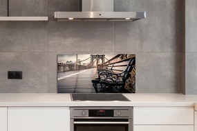 Panel szklany do Kuchni Ławka z Widokiem na Most