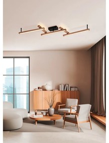Czarno-naturalna lampa sufitowa LED ze zdalnym sterowaniem 10x180 cm Bellari – Trio