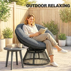 Outsunny Fotel Papasan 360° obrotowy fotel z poduszką stalowa rama fotel z rattanu wypoczynkowy szary | Aosom PL