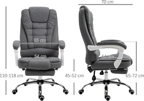 Vinsetto Fotel biurowy z podnóżkiem szary lniany regulowane oparcie wygodny i elegancki | Aosom PL