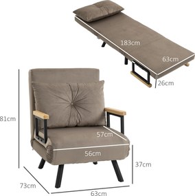 HOMCOM Rozkładany fotel łóżko dla gości z regulowanym oparciem metalowa rama do 120 kg jasnobrązowy | Aosom PL