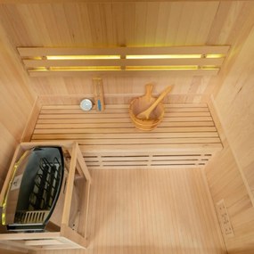 Sauna fińska wewnętrzna wysokotemperaturowa z piecem HARVIA 4,5KW z kamieniami 3-4 osobowa 150x120 CM